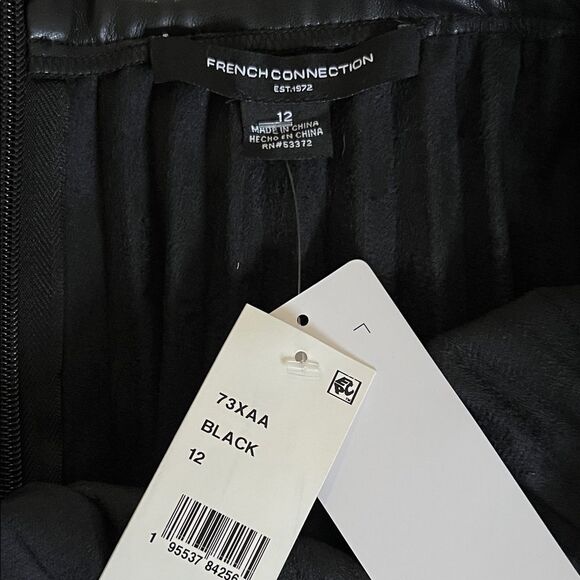 NWT French Connection ETTA Recycled Vegan Leather Skirt in Size 12 - Picture 9 of 15